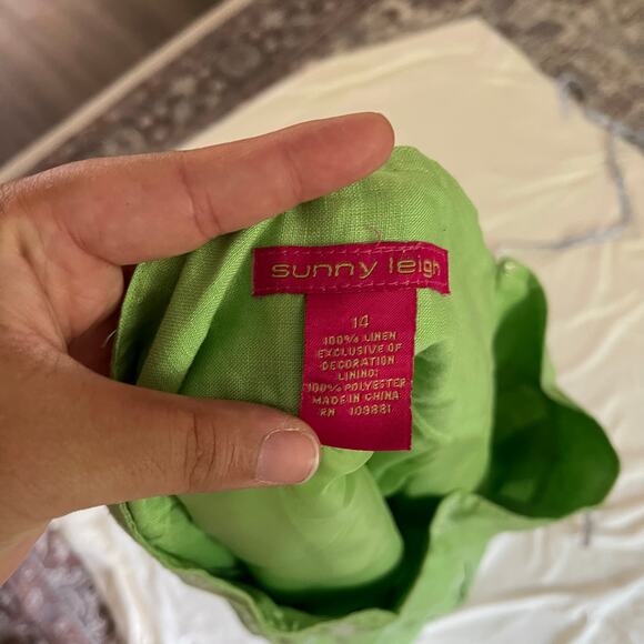 Y2K 2000s Green Linen Floral Embroidered Maxi Skirt Sz 14 Fairycore - Picture 7 of 8